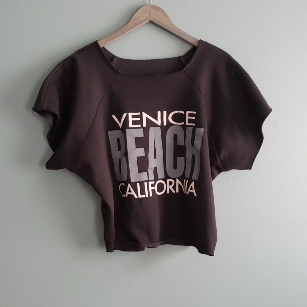 Venice Beach California black cropped sweatshirt